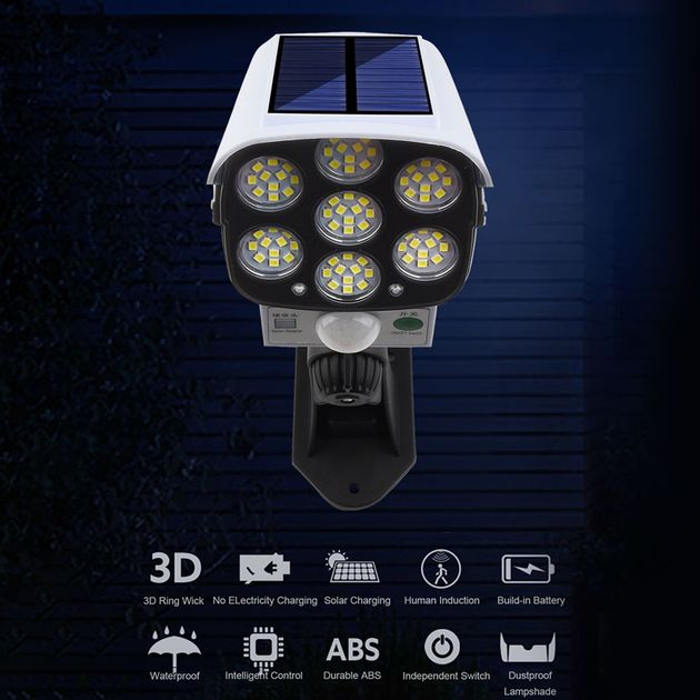 Mini Αδιάβροχο Ηλιακό 35 LED Φωτιστικό Δρόμου & Ομοίωμα Κάμερας Ασφαλείας με Φωτοκύτταρο, Αισθητήρα Κίνησης & Τηλεχειριστήριο - Μαύρο