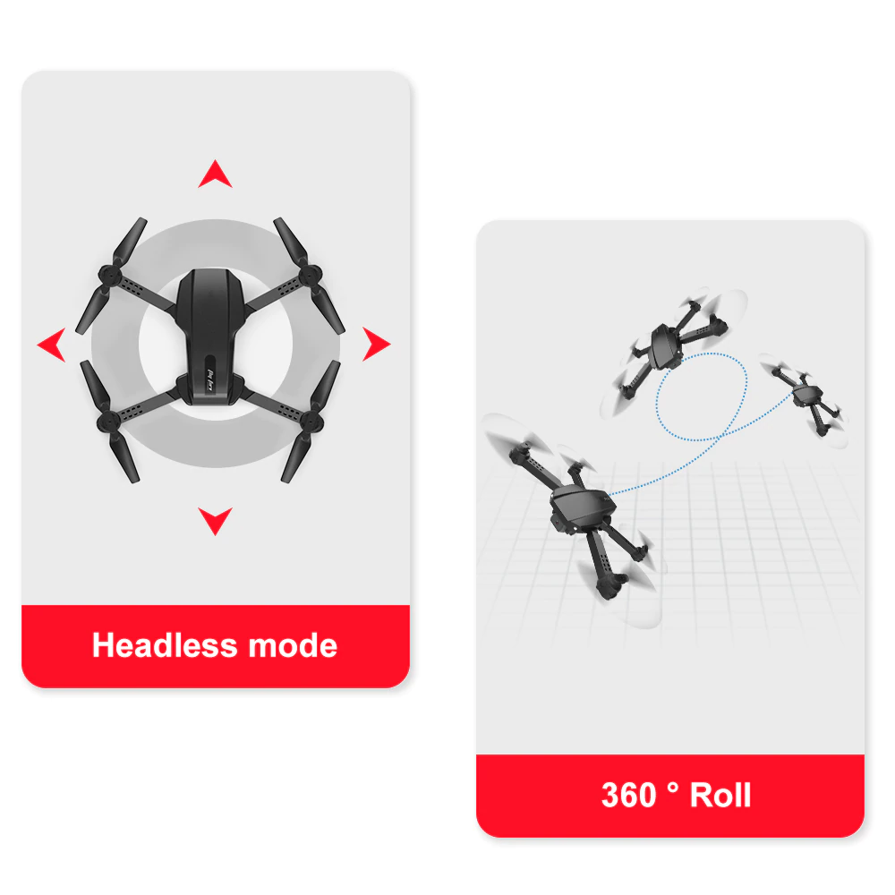 Τετρακόπτερο Drone 4K HD Πτυσσόμενο με Διπλή Κάμερα & Έλεγχο από το Κινητό - Μαύρο 
