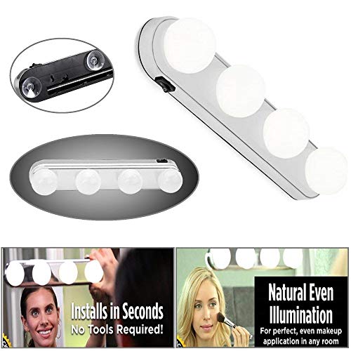 Φορητό Φωτιστικό Μπάρα με 4 LED για Καθρέπτη Μακιγιάζ Τουαλέτας με Βεντούζες - Studio Glow Makeup Light