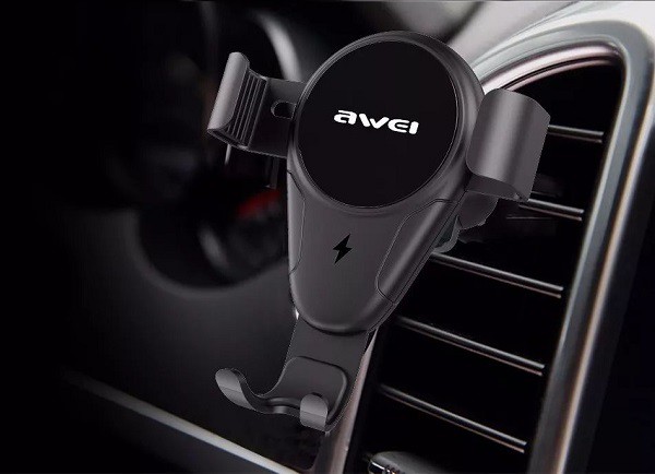 Ασύρματη Βάση Φόρτισης & Βάση Στήριξης Κινητού για Αυτοκίνητο 2 σε 1 - AWEI Wireless Charger & Car Phone Holder 2 in 1