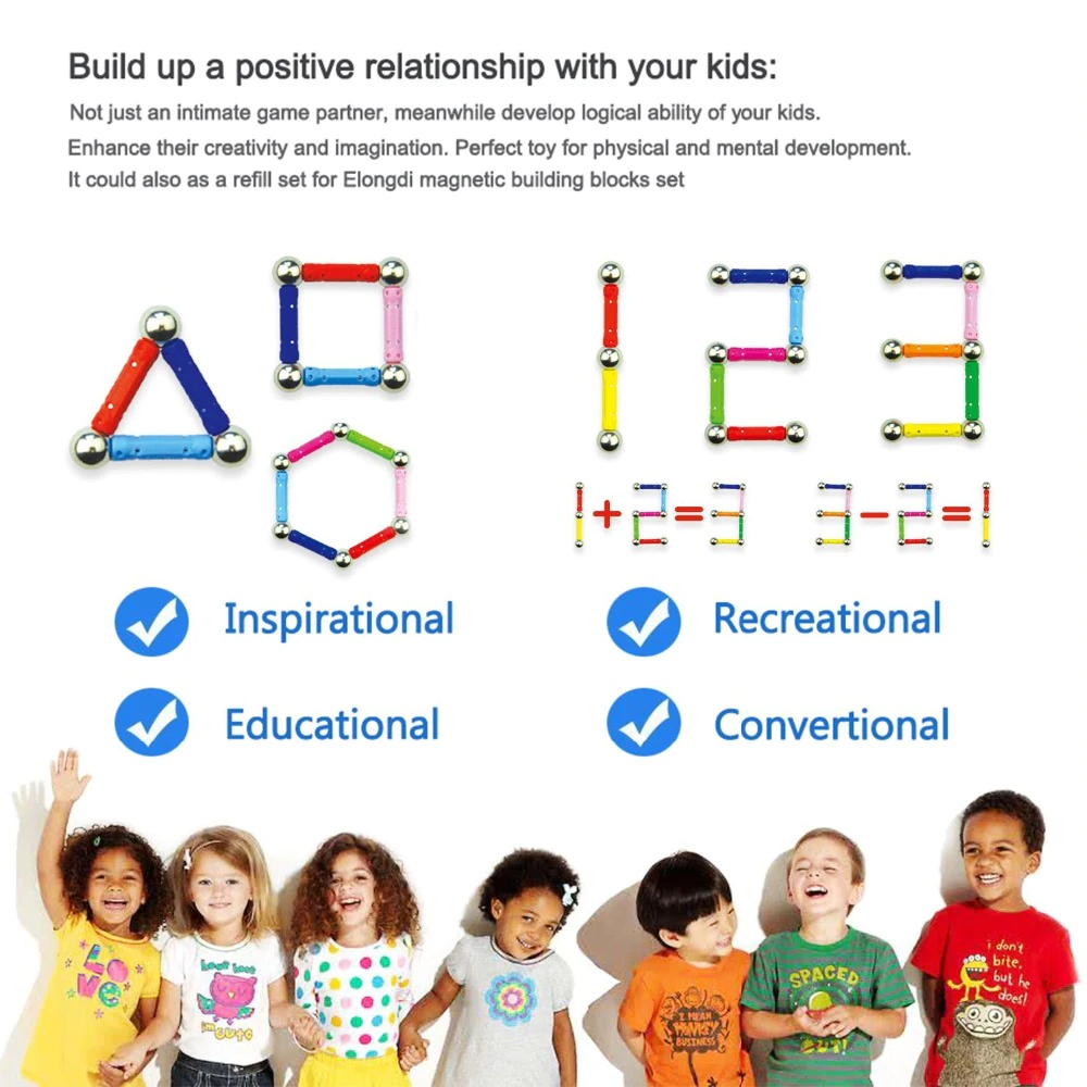Σετ 188pcs Μαγνητικοί Ράβδοι & Μπίλιες Κατασκευών - Παιδικό Παιχνίδι Magnetic Wand Game