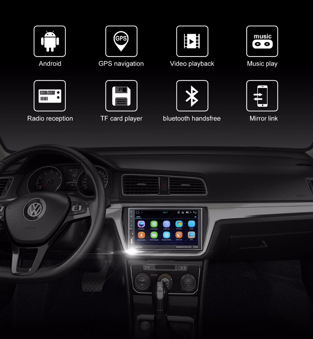 Multimedia Οθόνη Αφής 2 DIN Αυτοκινήτου 7″ Android, GPS, WiFi 8.1 