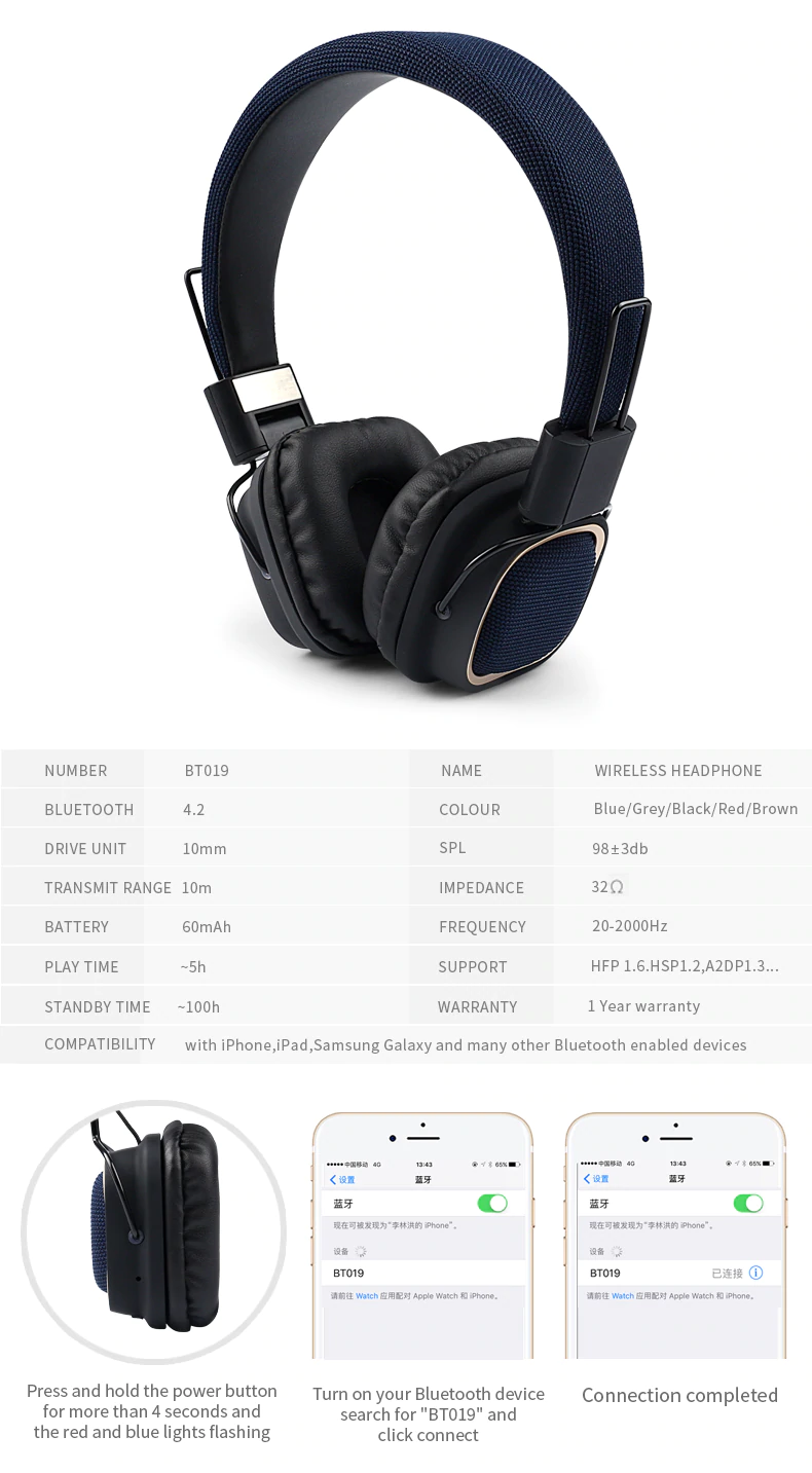 Ασύρματα On-Ear Ακουστικά Bluetooth με Aux & Μικρόφωνο - Wireless Headset