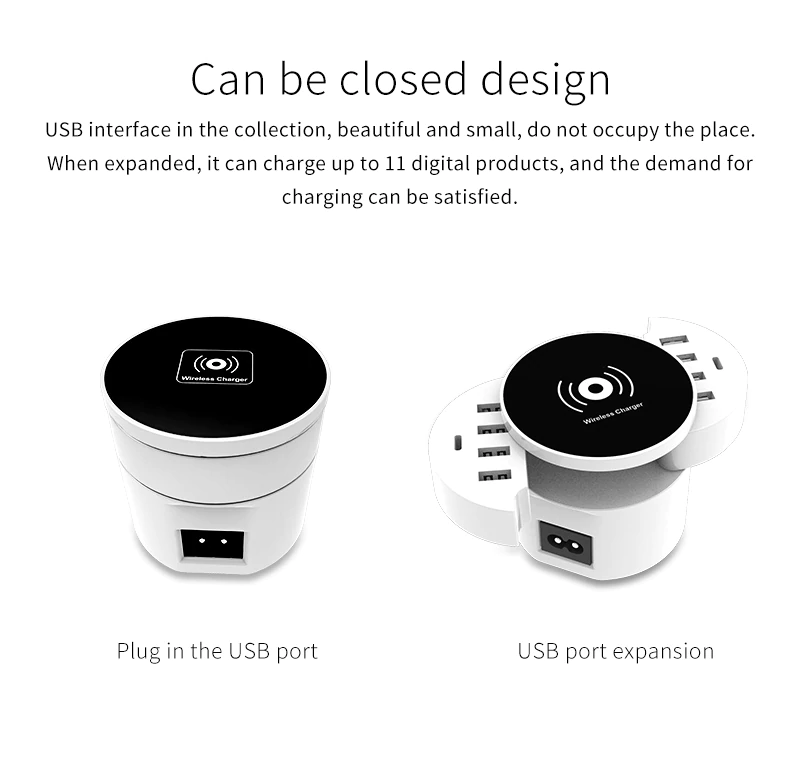 Ασύρματη Βάση Φόρτισης Κινητών με 8 Θύρες USB - Wireless Charging