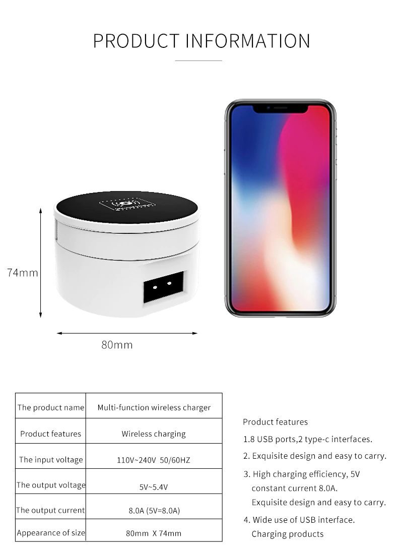 Ασύρματη Βάση Φόρτισης Κινητών με 8 Θύρες USB - Wireless Charging