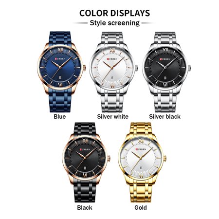 Ρολόι Χεριού Curren Black - Men Mature Business Watch Waterproof Stainless Steel