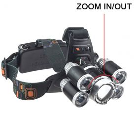 Επαναφορτιζόμενος φακός κεφαλής 5 Led T6 Toach R5