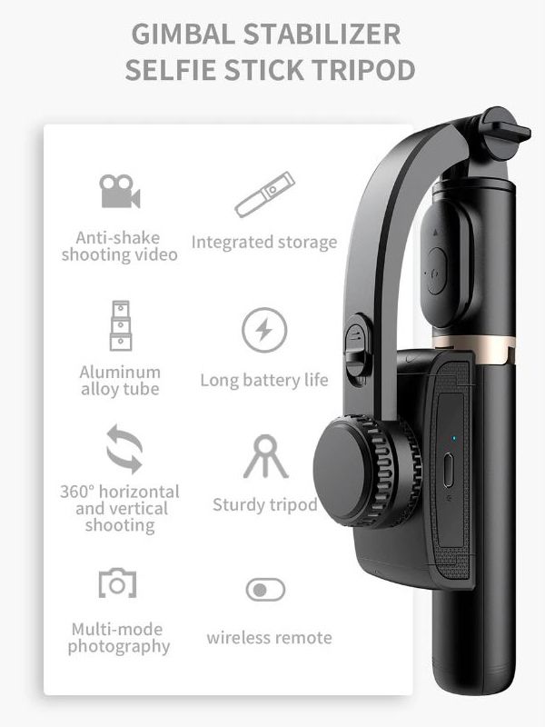 Ασύρματο Bluetooth Πτυσσόμενο Μπαστούνι Κινητού 76cm & Τρίποδο για Selfie Φωτογραφίες με Αποσπώμενο Χειριστήριο - Wirelless Tripod Selfie Stick Gimbal Stabilizer Q08 Ασύρματο Bluetooth Πτυσσόμενο Μπαστούνι Κινητού 76cm & Τρίποδο για Selfie Φωτογραφίες με Αποσπώμενο Χειριστήριο - Wirelless Tripod Selfie Stick Gimbal Stabilizer Q08