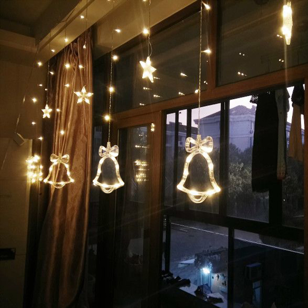 LED Χριστουγεννιάτικα Φωτάκια Κουρτίνα 3μ σε Σχήμα Καμπάνας - Αστεριού LED Christmas Lights Star