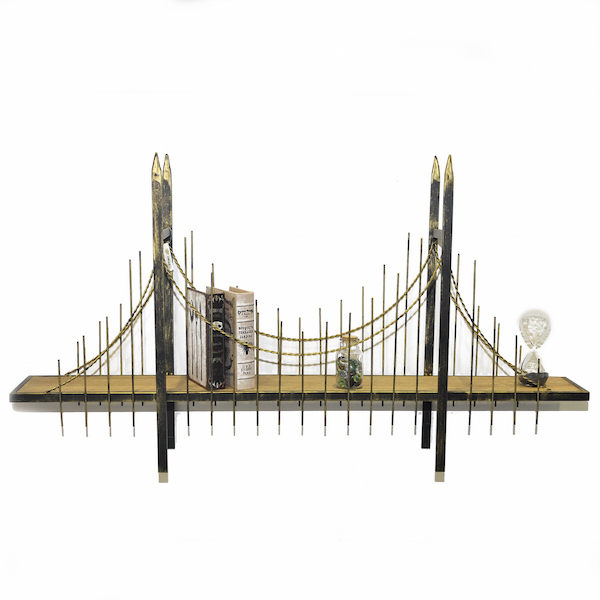 Επιτοίχια Ραφιέρα Bridge Black Διακόσμησης Τοίχου 120x65x17cm