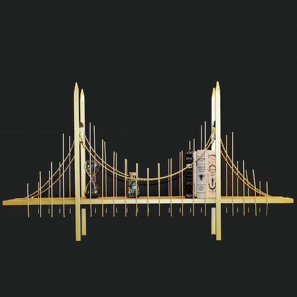 Επιτοίχια Ραφιέρα Bridge Gold Δακόσμησης Τοίχου 120x65x17cm