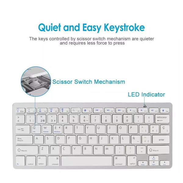 Super Slim Bluetooth Πληκτρολόγιο για Κινητά Andowl QY-K08