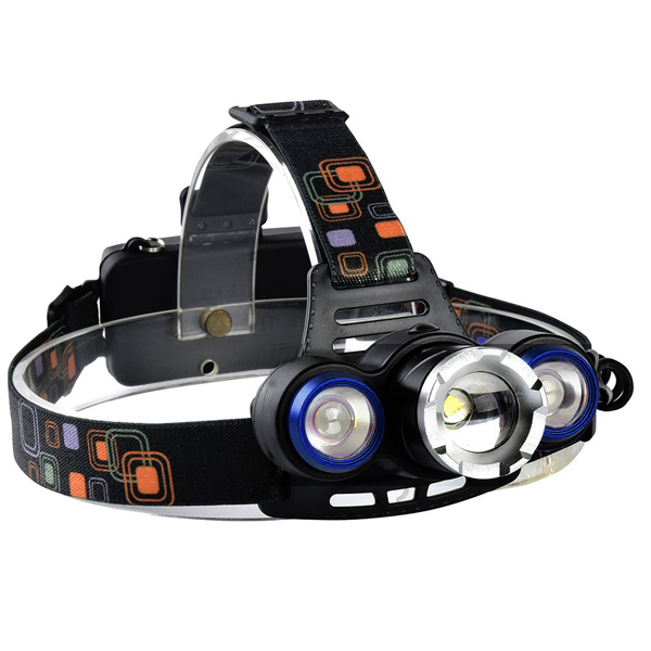 Αδιάβροχος Τριπλός Φακός Κεφαλής MX-117-T6 90° 1000LΜ Υψηλής Φωτεινότητας με Ρυθμιζόμενη Δέσμη Φωτός CREE T6 LED