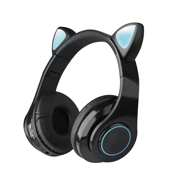 LED Bluetooth Ασύρματα Cat Ear P39M Ακουστικά Αυτιά Γάτας με Εναλλασσόμενο Φωτισμό - Wireless Cat Ear Headphones Μαύρο 