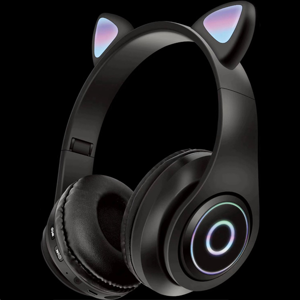 LED Bluetooth Ασύρματα Cat Ear P39M Ακουστικά Αυτιά Γάτας με Εναλλασσόμενο Φωτισμό - Wireless Cat Ear Headphones Μαύρο 