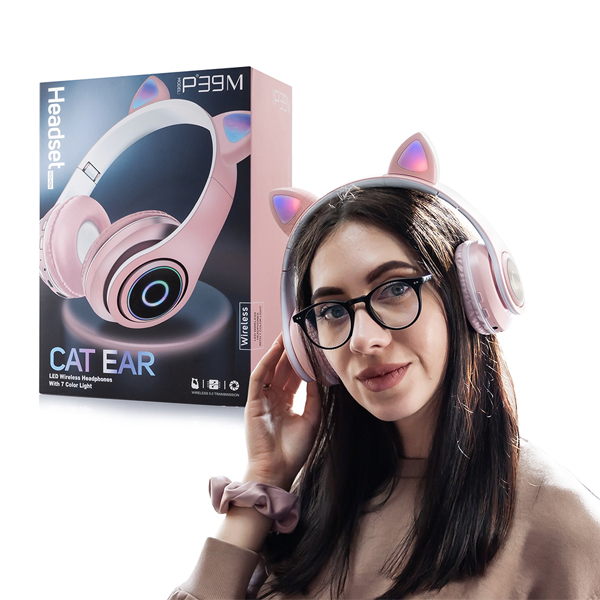 LED Bluetooth Ασύρματα Cat Ear P39M Ακουστικά Αυτιά Γάτας με Εναλλασσόμενο Φωτισμό - Wireless Cat Ear Headphones Ροζ LED Bluetooth Ασύρματα Cat Ear P39M Ακουστικά Αυτιά Γάτας με Εναλλασσόμενο Φωτισμό - Wireless Cat Ear Headphones Ροζ