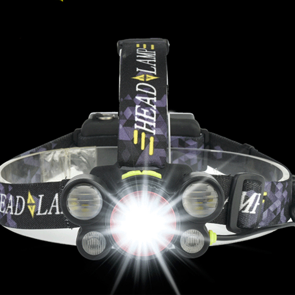 Διπλός Φακός Κεφαλής με 8 LED & Οπίσθια Φώτα Ποδηλάτου T6 Υψηλής φωτεινότητας με Zoom - USB Επαναφορτιζόμενος Headlamp with Backhead Light