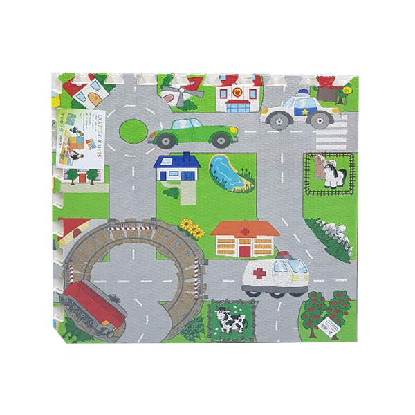 Αφρώδες Δάπεδο Προστασίας για Παιδιά με Χάρτη Πόλης - Σετ 4 τεμαχίων 60x60x1 εκ