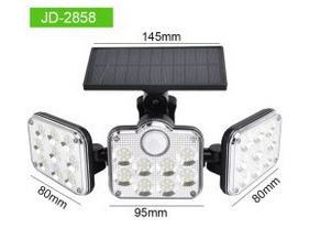 Τριπλός Ηλιακός Προβολέας - Φωτιστικό 138 LED SMD με Ανιχνευτή Κίνησης, Φωτοκύτταρο & Τηλεχειρισμό 