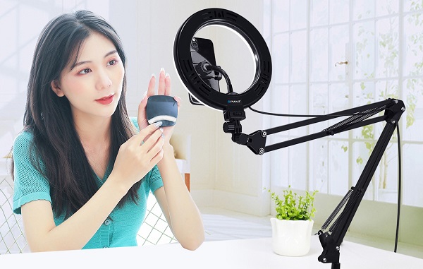 Puluz PKT3090B Λάμπα Φωτογράφισης σε Σχήμα Δακτυλιδιού Ρυθμιζόμενης Έντασης με Βραχίονα - LED Light 9,4W