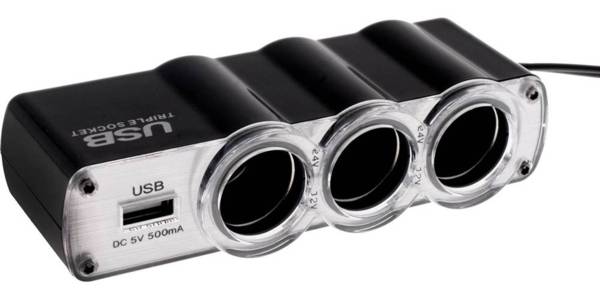 Πολύπριζο Αυτοκινήτου 4 σε 1 με Έξοδο USB και 3 Υποδοχές Αναπτήρα 12 και 24 V