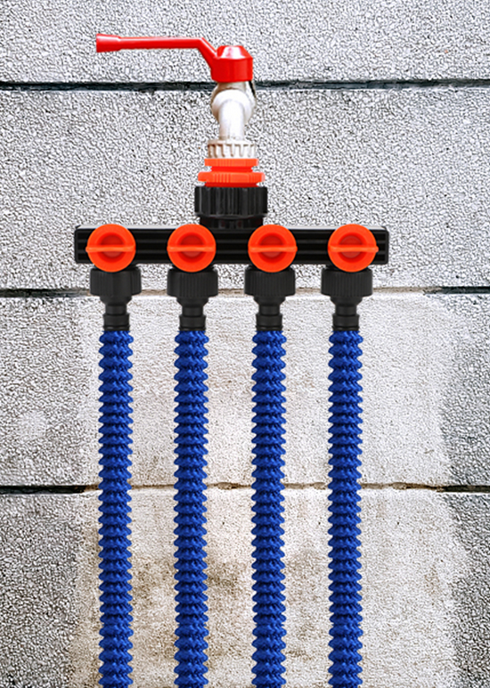 Τετραπλός Διανομέας για Λάστιχο Ποτίσματος 1/2'' - 3/4'' - Προσαρμογέας Βρύσης 4 σε 1 - Διακόπτες ON / OFF - 18cm