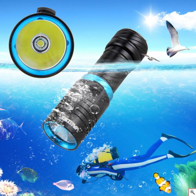 Super Bright Αδιάβροχος Υποβρύχιος Καταδυτικός Φακός CREE T6 LED 1000 LΜ με Διπλά O-Rings 100μ
