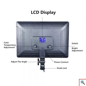 Φωτιστικό LED 45W 36x25cm με LCD Οθόνη - Ρύθμιση Χρώματος Φωτισμού 3200-6000Κ - Ρύθμιση Φωτεινότητας & Τηλεχειριστήριο A111 - Μαύρο