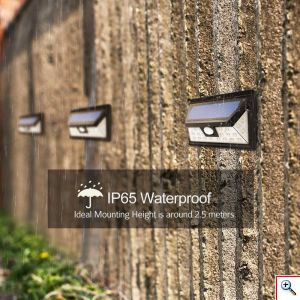 Επιτοίχιος Ηλιακός Solar Ευρυγώνιος Προβολέας 180ᵒ Μοίρες LED με Ανιχνευτή Κίνησης, Αισθητήρα Νυκτός & 2 Λειτουργίες Φωτισμού