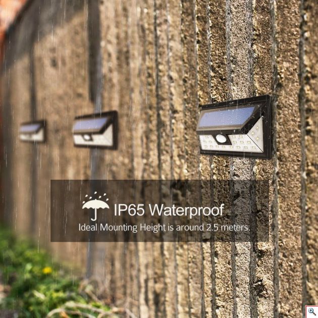 Επιτοίχιος Ηλιακός Solar Ευρυγώνιος Προβολέας 180ᵒ Μοίρες LED με Ανιχνευτή Κίνησης, Αισθητήρα Νυκτός & 2 Λειτουργίες Φωτισμού