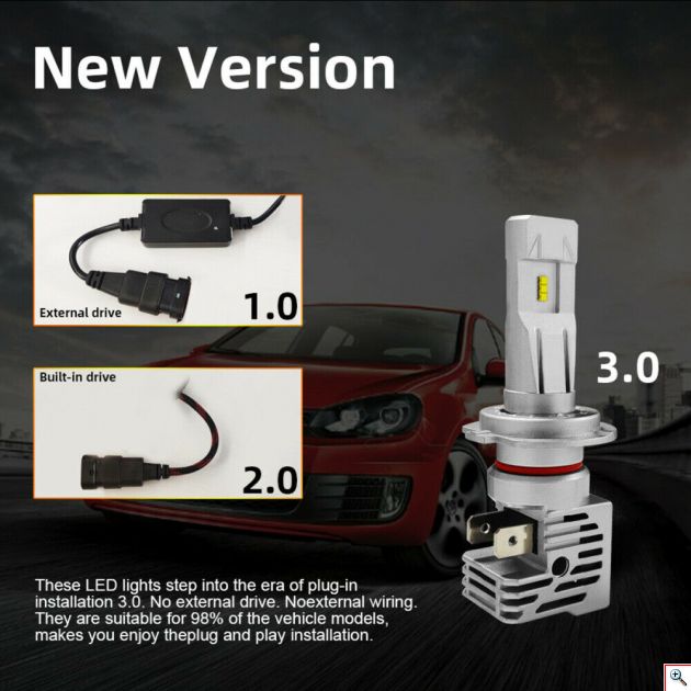 Compact PNP LED Λάμπες Αυτοκινήτου H7 50W (2x25W) 10000Lm (2x5000lm) 6500K - Λαμπτήρες Πορείας Car LED Headlights