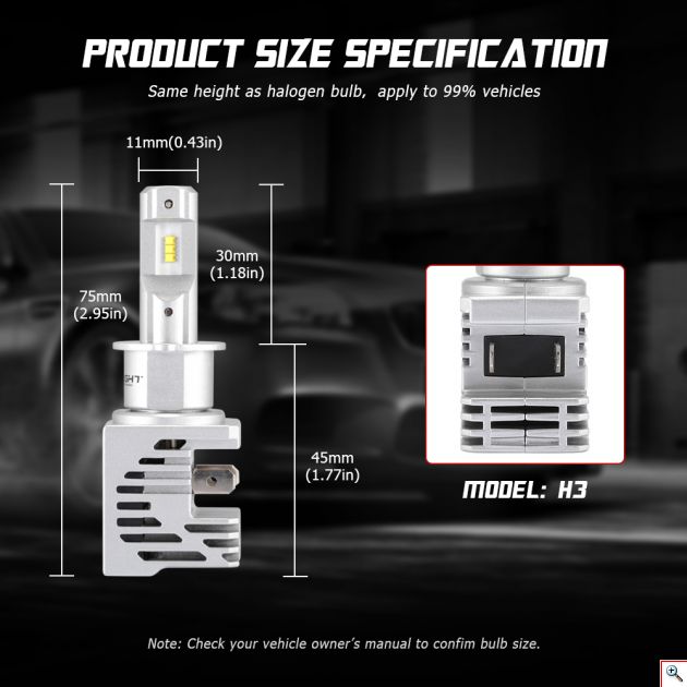 Compact LED Λάμπες Αυτοκινήτου Novsight H7 60W 10000Lm 6000K - Car LED Headlights