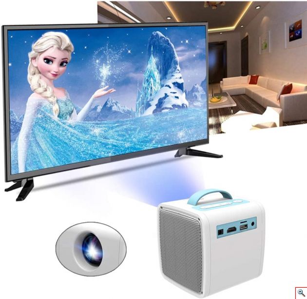 Mini Παιδικός Φορητός Βιντεοπροβολέας Led Multimedia USB, SD, HDMI, AV Προβολέας - Προτζέκτορας Projector Home Cinema με Τηλεχειριστήριο