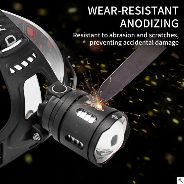 Επαναφορτιζόμενος Φακός Κεφαλής Zoom Υπερ - Φωτεινός 1000 Lumens Υψηλής Ισχύος CREE LED