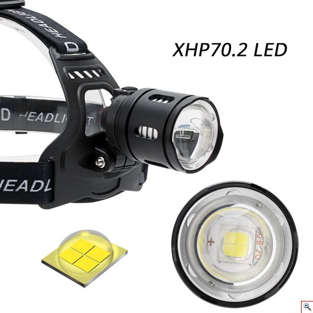 Επαναφορτιζόμενος Φακός Κεφαλής Zoom Υπερ - Φωτεινός 1000 Lumens Υψηλής Ισχύος CREE LED