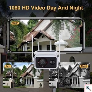 Mini Ηλιακή Αδιάβροχη Ασύρματη IP WiFi Κάμερα Full HD 1080p Εξωτερικού Χώρου με Νυχτερινή Λήψη, Ανιχνευτή Κίνησης, Ειδοποίηση στο Κινητό, Μικρόφωνο & Ηχείο