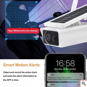 Mini Ηλιακή Αδιάβροχη Ασύρματη IP WiFi Κάμερα Full HD 1080p Εξωτερικού Χώρου με Νυχτερινή Λήψη, Ανιχνευτή Κίνησης, Ειδοποίηση στο Κινητό, Μικρόφωνο & Ηχείο