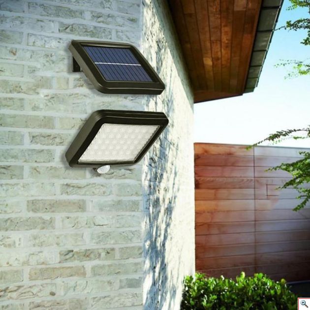Επιτοίχιος Ηλιακός Προβολέας 56 LED με Ανιχνευτή Κίνησης, Φωτοκύτταρο & Πάνελ Φόρτισης - Ψυχρού Φωτισμού - Solar Panel Led Light w/ Motion Sensor