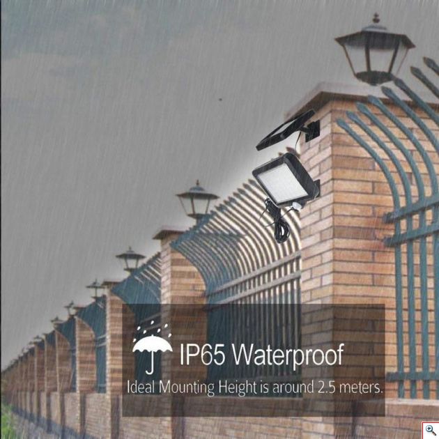 Επιτοίχιος Ηλιακός Προβολέας 56 LED με Ανιχνευτή Κίνησης, Φωτοκύτταρο & Πάνελ Φόρτισης - Ψυχρού Φωτισμού - Solar Panel Led Light w/ Motion Sensor