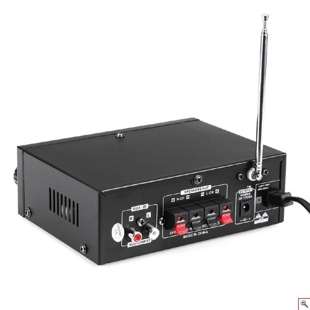 Φορητός Hi-Fi Στέρεο Ραδιοενισχυτής 30W USB/SD/FM MP3 Ιδανικός για KARAOKE Player 220V -12V Αυτοκινήτου - 2 x Jack 6,3mm με Τηλεχειριστήριο