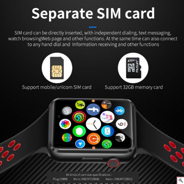 Smart Watch - Ρολόι Κινητό Τηλέφωνο Sim Handsfree με Ελληνικό Μενού, Οθόνη Αφής, Κάμερα, Βηματομετρητή, Μέτρηση Ύπνου, Facebook, Internet, Antilost, Ξυπνητήρι