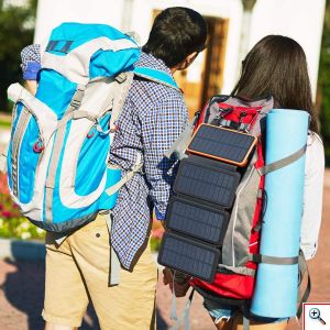 Αδιάβροχη Ηλιακή Μπαταρία Φορτιστής με 4x Ηλιακά Πάνελ Υψηλής Ισχύος 2A & Φωτιστικό / Φακό LED - Foldable Solar PowerBank