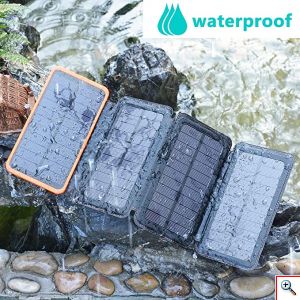 Αδιάβροχη Ηλιακή Μπαταρία Φορτιστής με 4x Ηλιακά Πάνελ Υψηλής Ισχύος 2A & Φωτιστικό / Φακό LED - Foldable Solar PowerBank