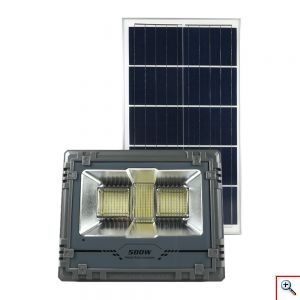 Αδιάβροχος Επαναφορτιζόμενος Ηλιακός Προβολέας Αλουμινίου 500W 381 LED με Τηλεχειρισμό & Χρονοδιακόπτη MJ-AW500