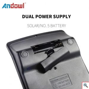 Andowl® Αριθμομηχανή Γραφείου με LCD Οθόνη 12 Ψηφίων Ηλιακά Επαναφορτιζόμενη & με Μπαταρία - PN-837
