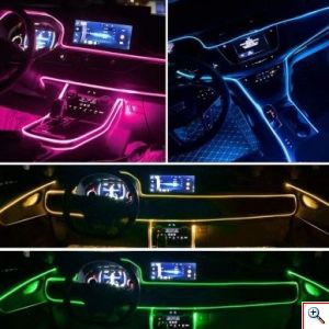 Διακοσμητικός Φωτισμό Οπτική Ίνα LED RGB 6μ Εσωτερικού Σαλονιού Αυτοκινήτου - Φωτορυθμικό με Τηλεχειριστήριο & Μικρόφωνο 12V - Fiber Optic