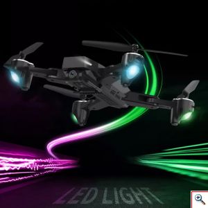 Αναδιπλούμενο Τετρακόπτερο Drone με Διπλή Κάμερα 4K HD WiFi με Τηλεχειριστήριο - LED Φωτισμό - Συνδεσιμότητα με Κινητά & GPS