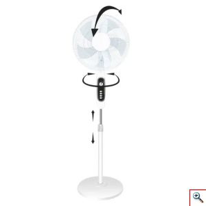Hoomei® Επιδαπέδιος Περιστρεφόμενος Ανεμιστήρας με Χρονοδιακόπτη 60W 40cm Πτυσσόμενος Ορθοστάτης με 3 Ταχύτητες