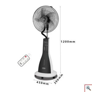 Hoomei® Επιδαπέδιος Περιστρεφόμενος Ανεμιστήρας Υδρονέφωσης 90W με Διάμετρο 40cm Τηλεχειριστήριο - 3 Ταχύτητες & Χρονοδιακόπτη