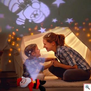 XMAS Starry Teddy Προτζέκτορας Αστεριών, Λούτρινο Αρκουδάκι 30cm & Νυχτερινό Φωτιστικό LED Νανουρίσματος - Huggable Night Light Άγιος Βασίλης Santa Claus